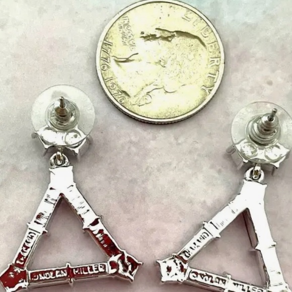 Nolan Miller Vintage Vintage Rhinestone Triangle Drop Dangle Earrings Signed - Picture 6 of 6